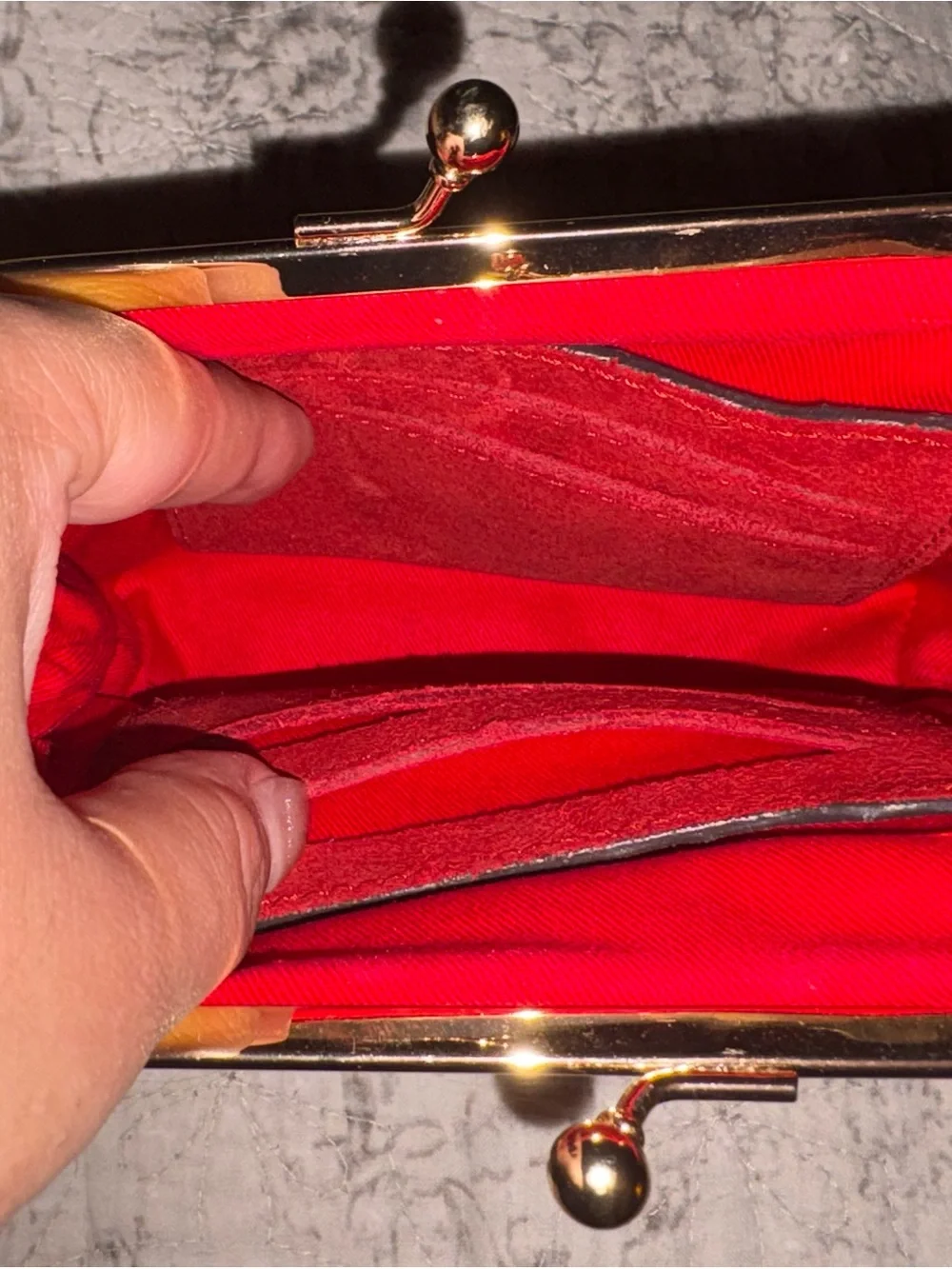 Dooney & Bourke Large Red Suede Kiss-Closure Coin Purse